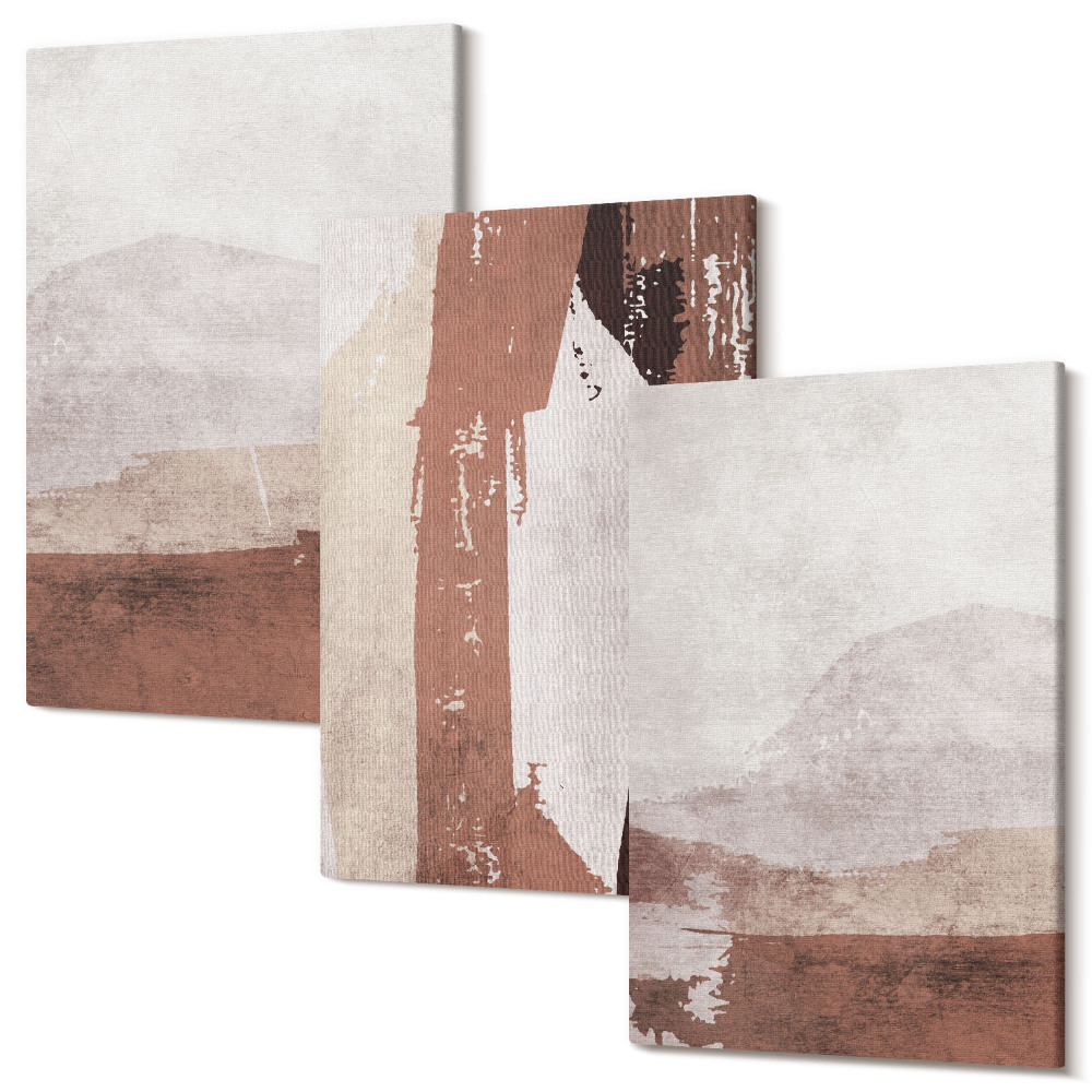 Háromrészes vászonkép szett Absztrakt minták barna és bézs árnyalataiban