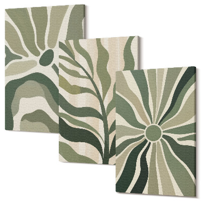 Kép szett triptichon Zöld és bézs árnyalatú növényi minták