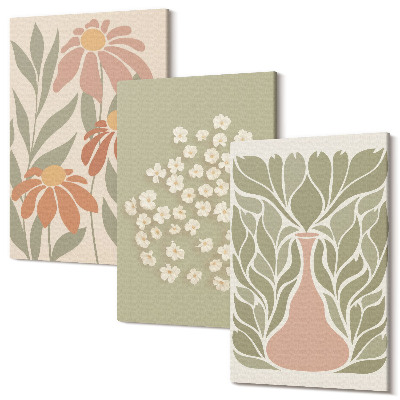 Kép szett triptichon Virágmotívumok, minimalista minták, bohó stílus