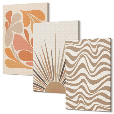 Háromrészes vászonkép szett Sun boho pasztell absztrakt formák