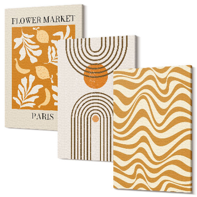 Falikép szett triptichon Virágos és geometrikus mintás divatplakátok