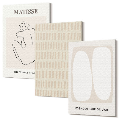 Kép szett triptichon Vonalak és formák bézs és fehér árnyalatokban