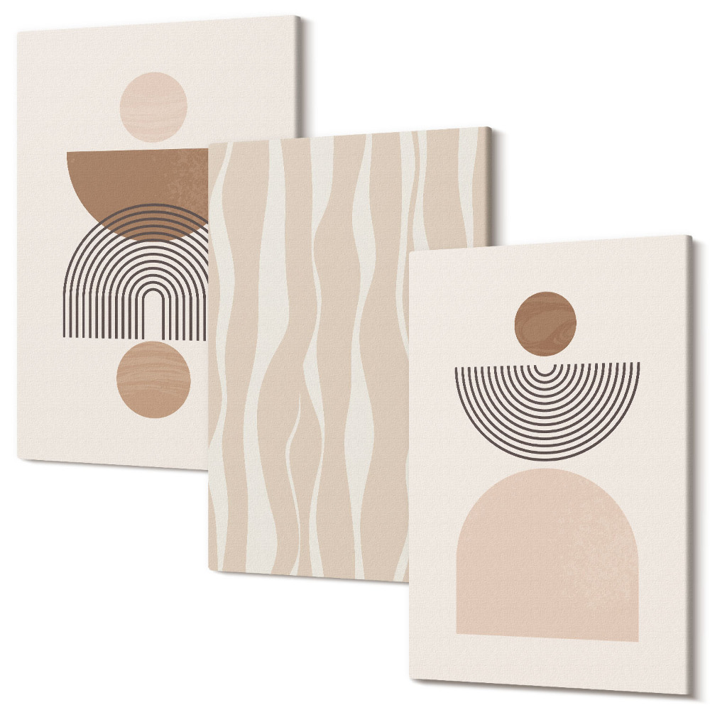 Falikép szett triptichon Absztrakt formák barna és bézs árnyalataiban