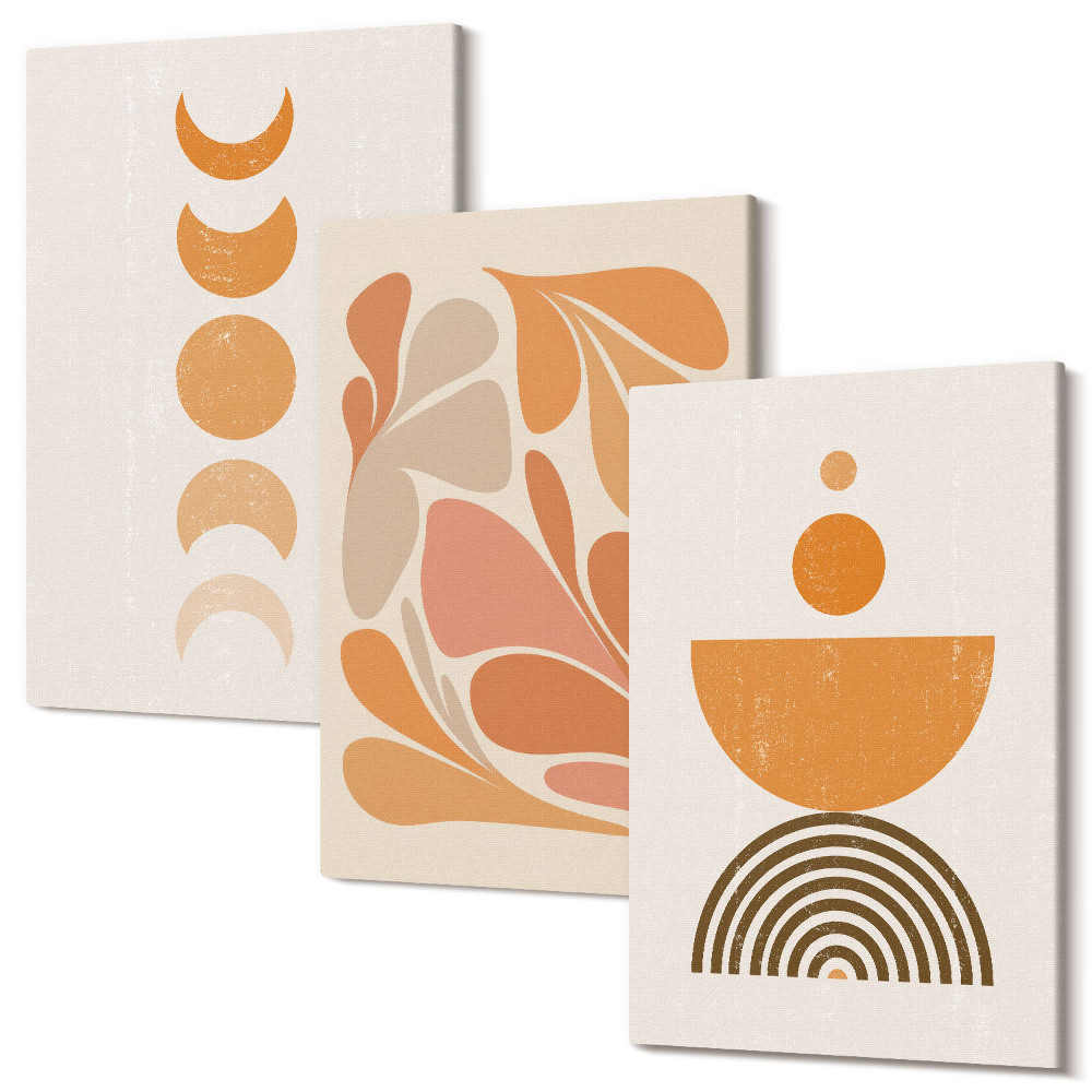 Falikép szett triptichon Absztrakt formák narancssárga árnyalatokban