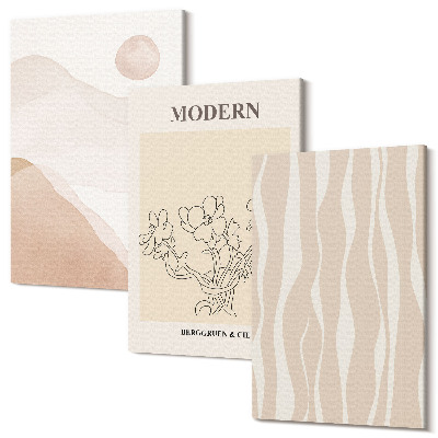 Falikép szett triptichon Absztrakt formák visszafogott színekben