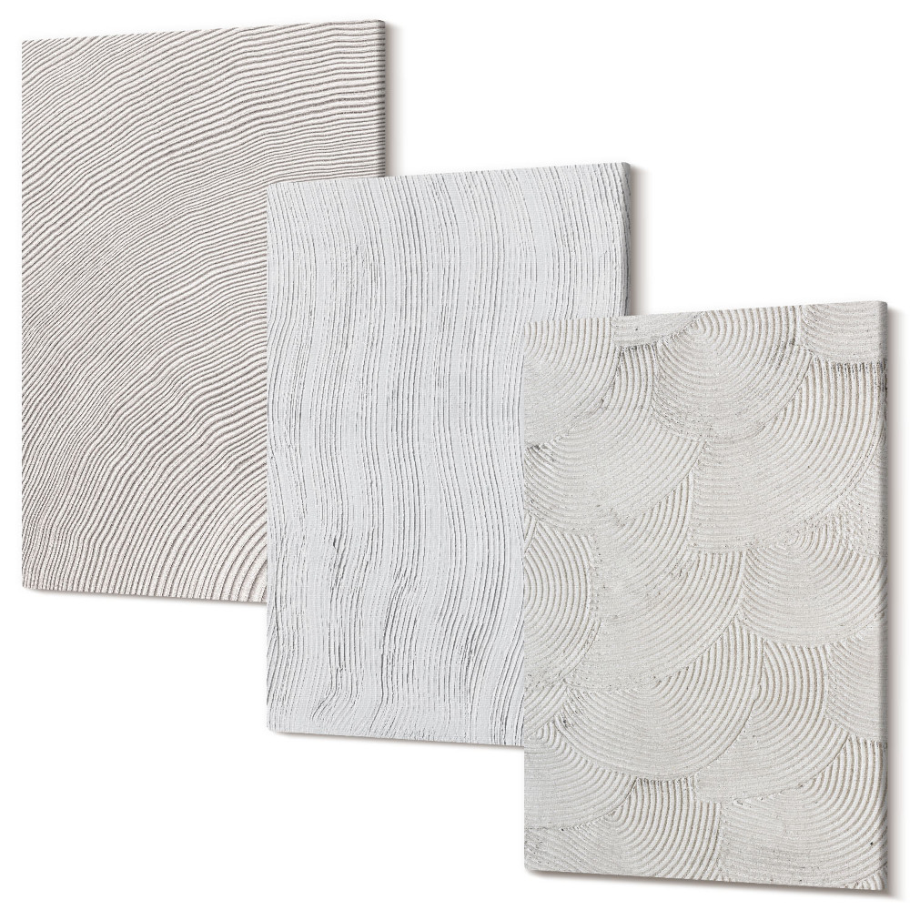 Falikép szett triptichon Minták a homokban, lineáris geometriai struktúrák