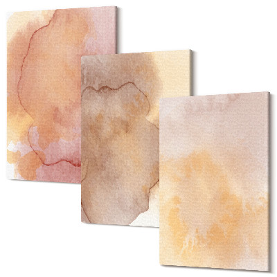 Kép szett triptichon Meleg akvarellek vászonra, színes textúrák