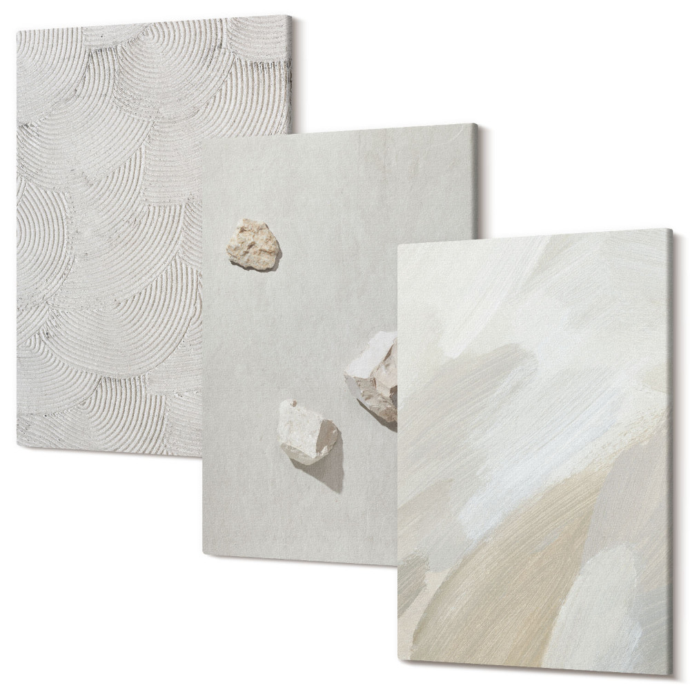 Kép szett triptichon Homok, kövek és modern festék textúrák