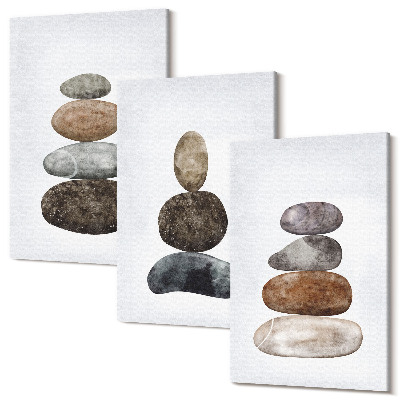 Kép szett triptichon Kövek halom minimalista boho festmény