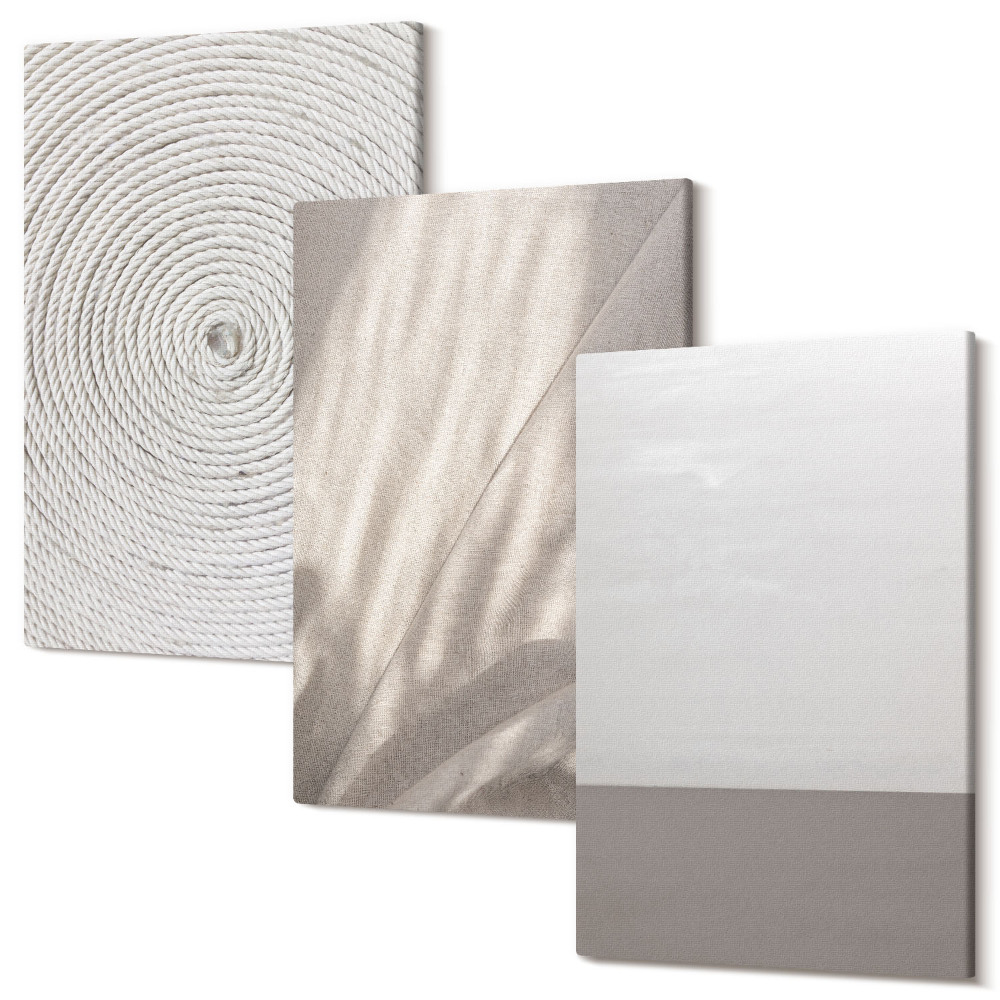 Falikép szett triptichon Finom természetes textúrák boho stílusban