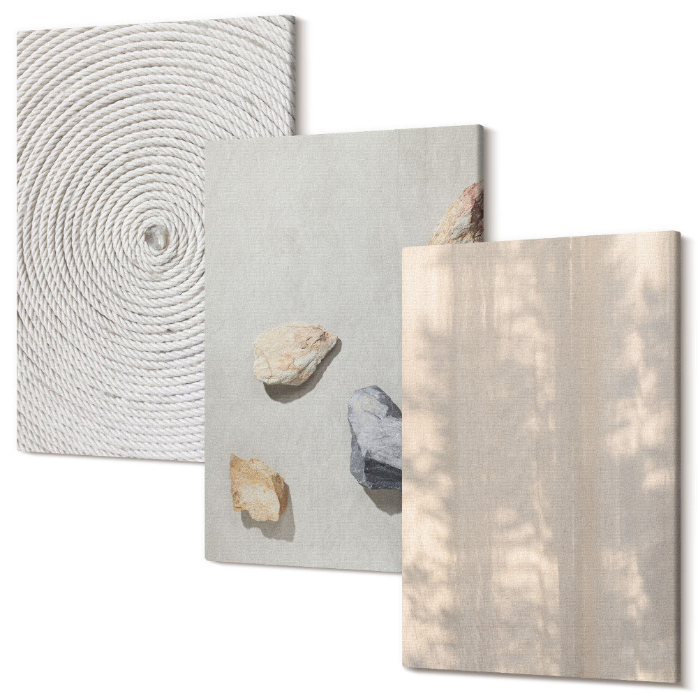 Falikép szett triptichon A Boho természetes struktúrákat textúrál