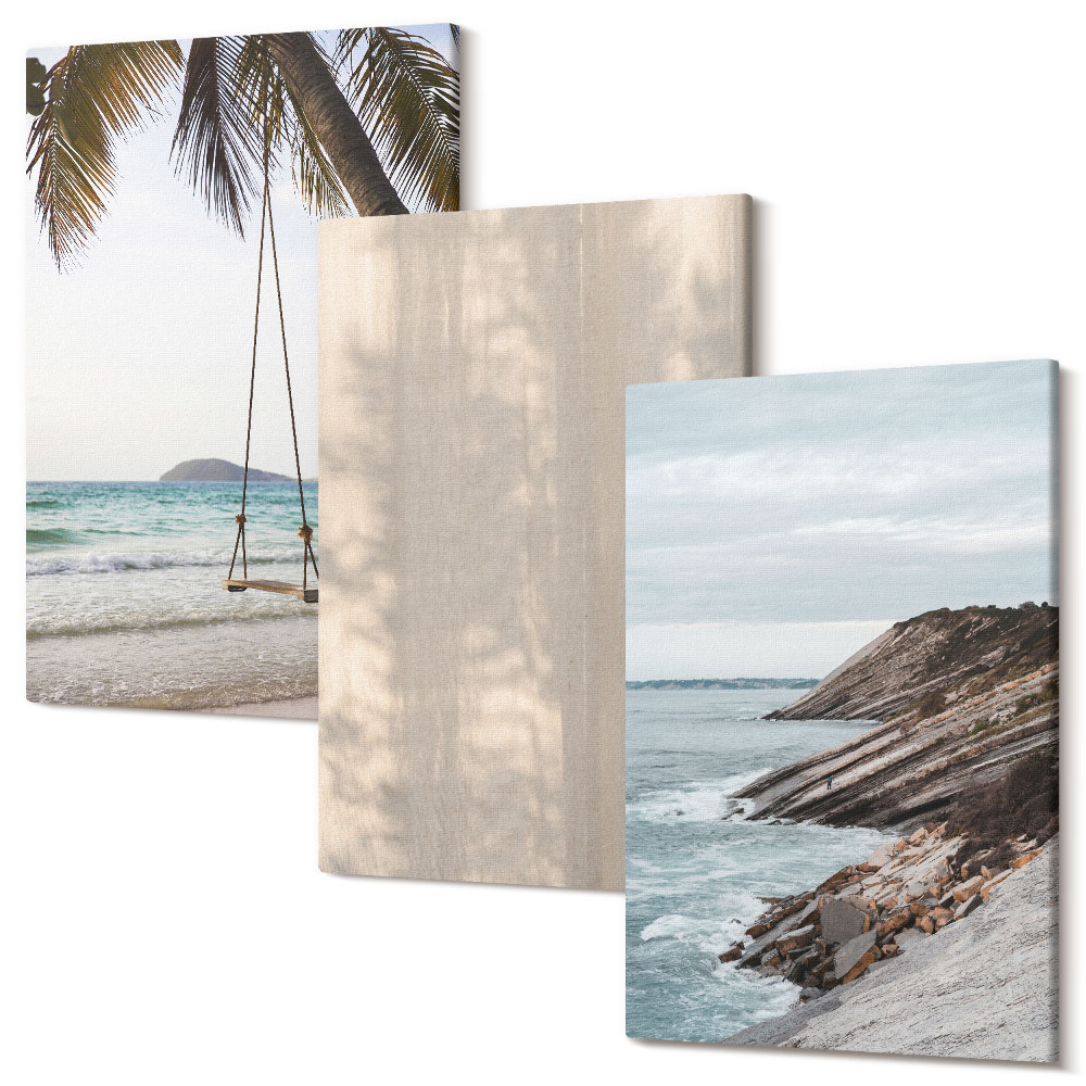 Falikép szett triptichon Nyári homok és tengerparti kilátás nyári tájak