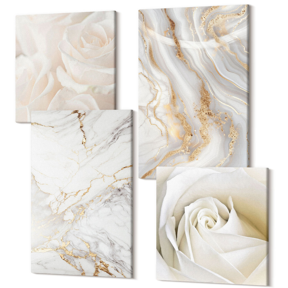 Négy részes vászonkép szett Elegáns, divatos absztrakt márvány minták