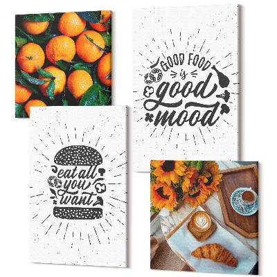 Négy részes vászonkép Konyhai motívumok és lédús narancs