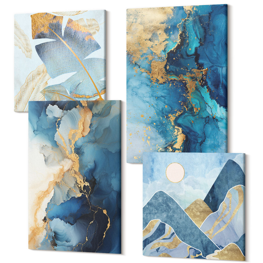 Négy részes vászonkép szett Blue Mountains absztrakt minták