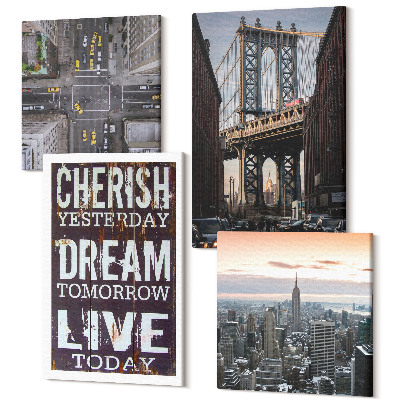Négy részes vászonkép szett New York-i tájképek inspiráló idézettel
