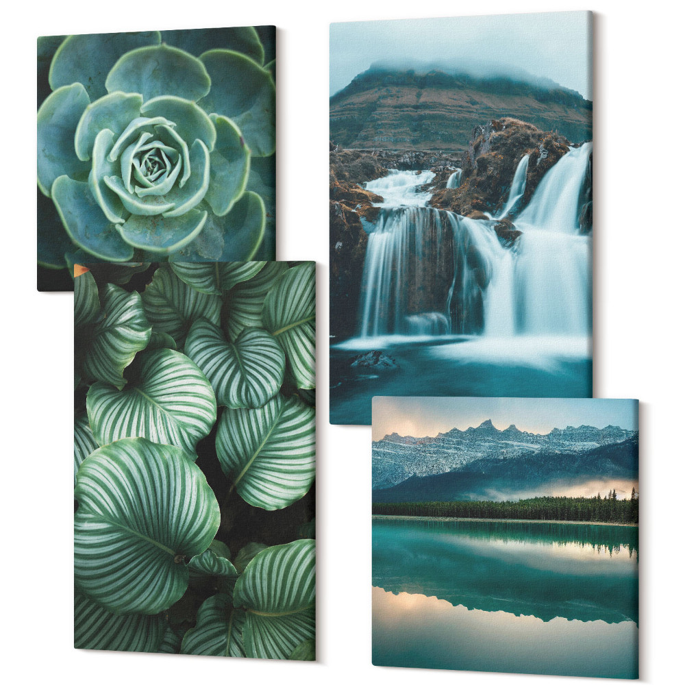 Négy részes vászonkép Közeli képek a zamatos növényekről és levelekről