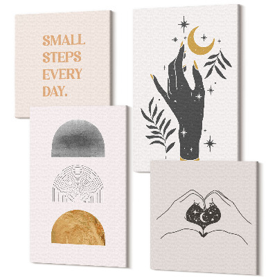 Négy részes vászonkép Minimalista esztétikus boho illusztrációk