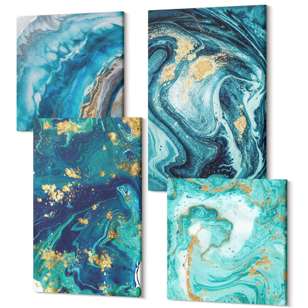 Négy részes vászonkép Kiömlött festék dekoratív absztrakciói