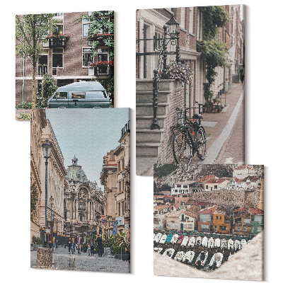 Négy részes vászonkép szett Csendes városi kilátás az épületekre