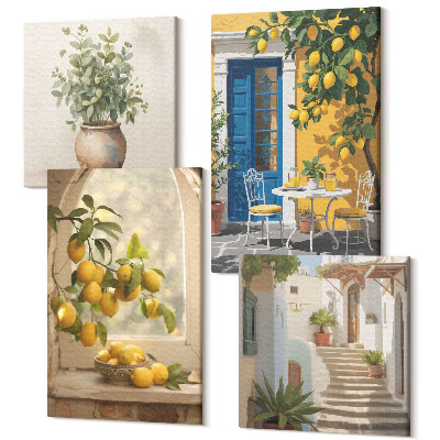 Négy részes vászonkép Citrom az olasz építészet városában