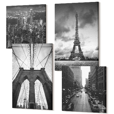 Négy részes vászonkép szett Tornyok és hidak monokróm árnyalatokban