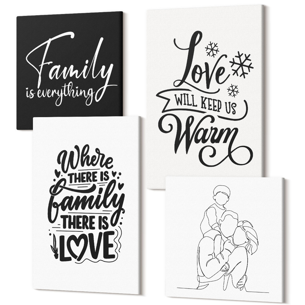 Négy részes vászonkép Család, szerelem, melegség, otthon, inspiráló idézetek