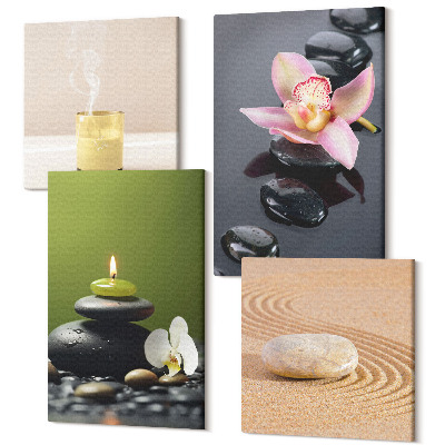 Négy részes vászonkép szett A béke és a zen pihentető kőmotívumai