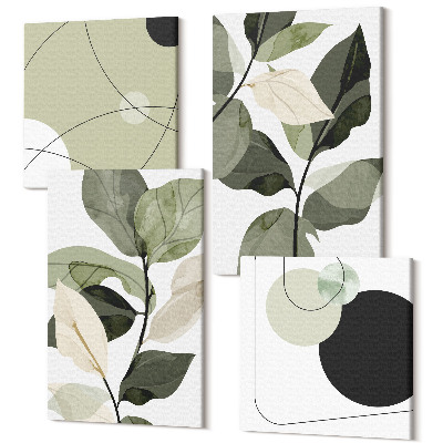 Négy részes vászonkép Festett levelek és absztrakt formák