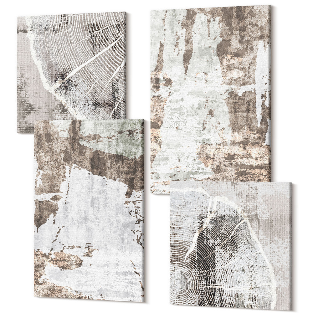 Négy részes vászonkép szett Absztrakt minták fehér és barna árnyalataiban