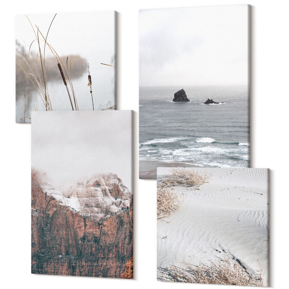 Négy részes vászonkép Absztrakt hullámok szürke és pasztell árnyalatokban