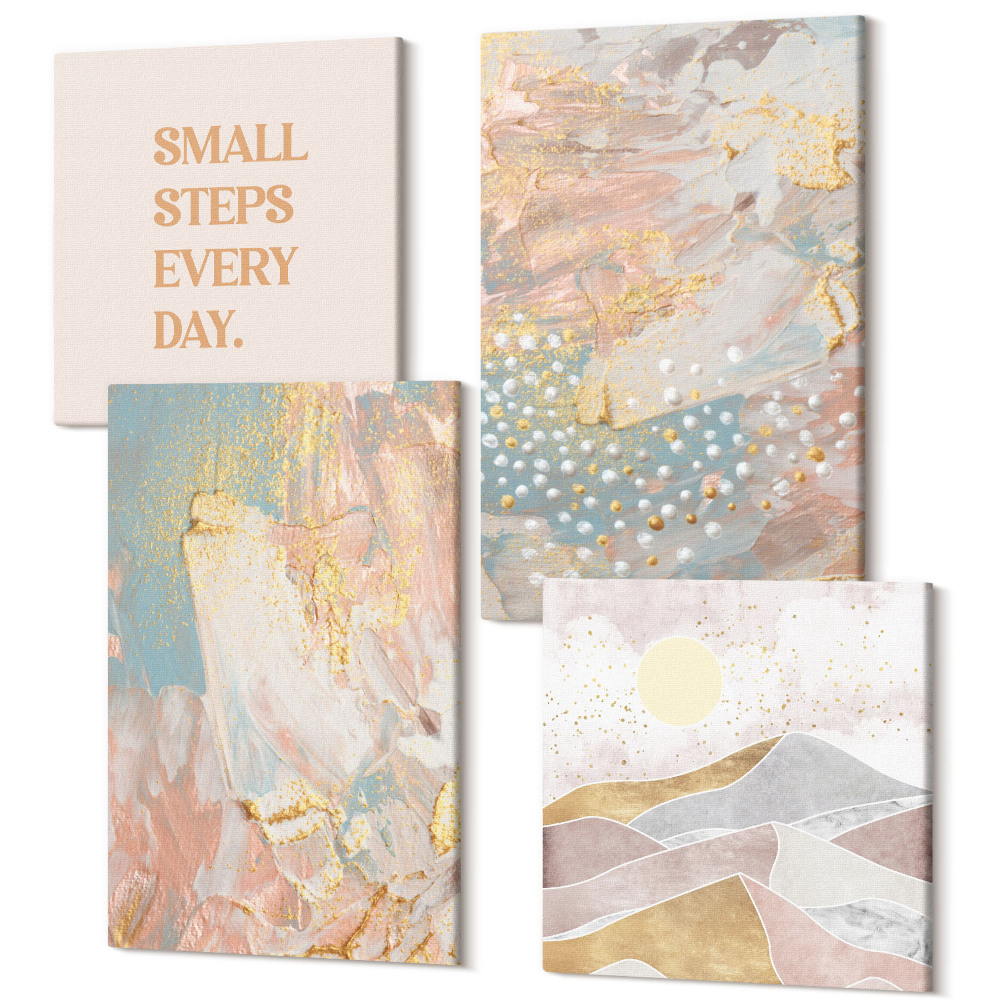 Négy részes vászonkép szett Absztrakt minták pasztell színek textúra