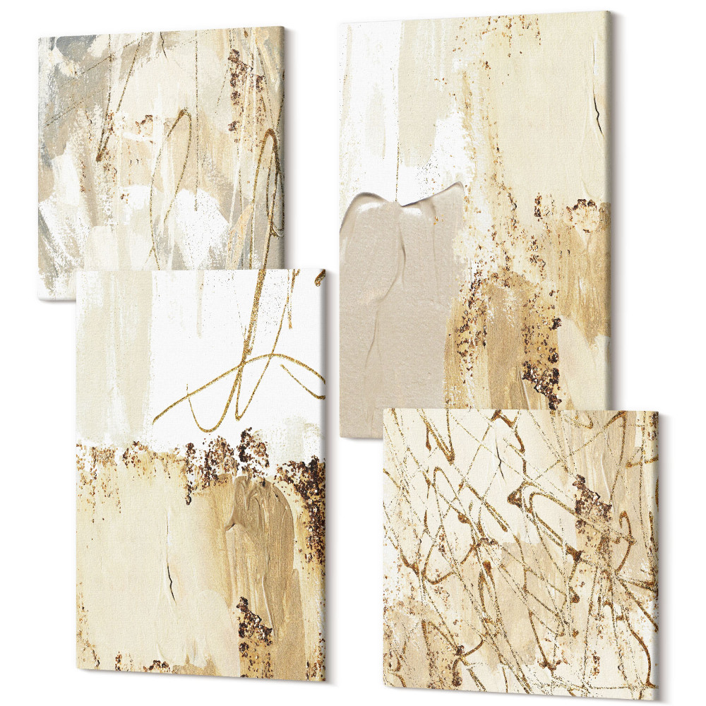 Négy részes vászonkép Absztrakt minták bézs és fehér árnyalatokban