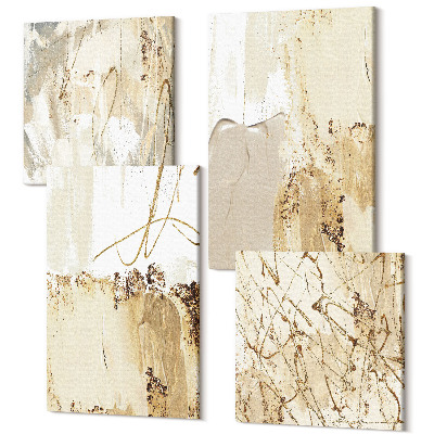 Négy részes vászonkép Absztrakt minták bézs és fehér árnyalatokban