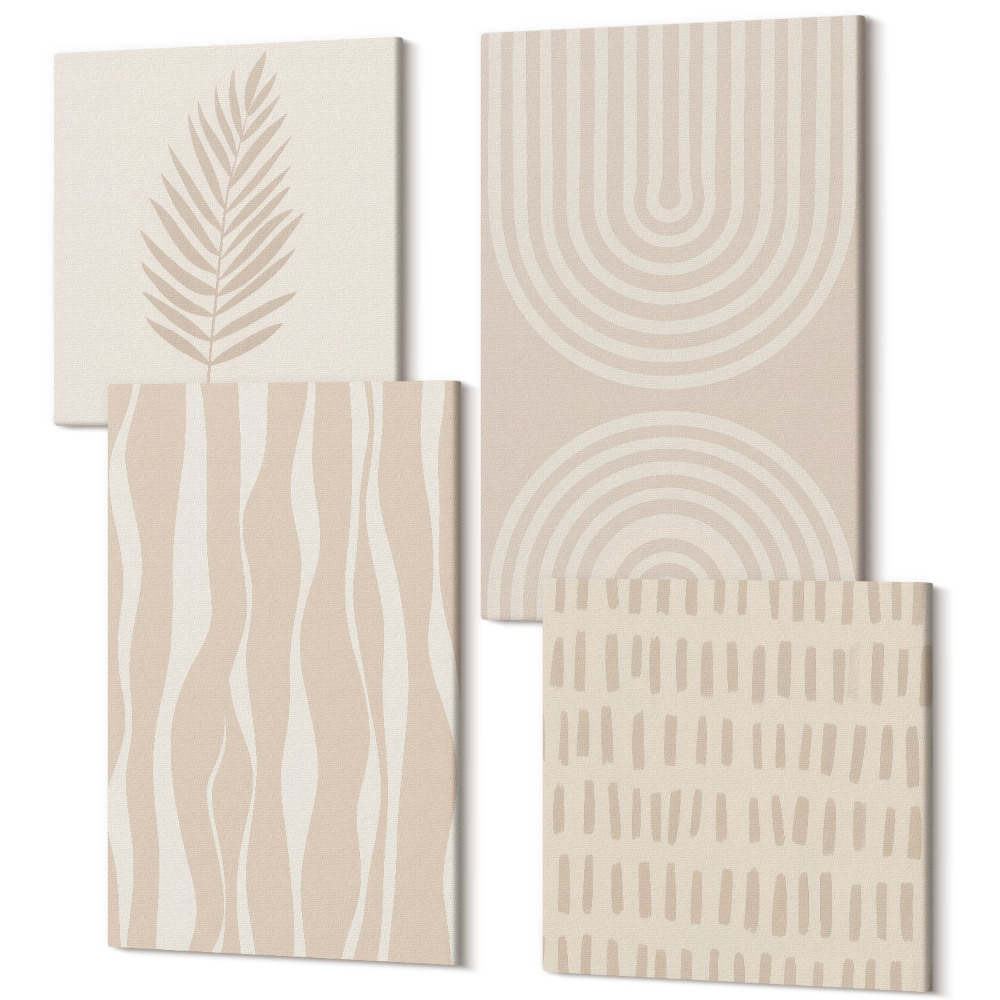 Négy részes vászonkép Bézs árnyalatú minták növényi motívumokkal