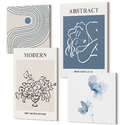 Négy részes vászonkép Virágvonalak és absztrakt formák poszterek