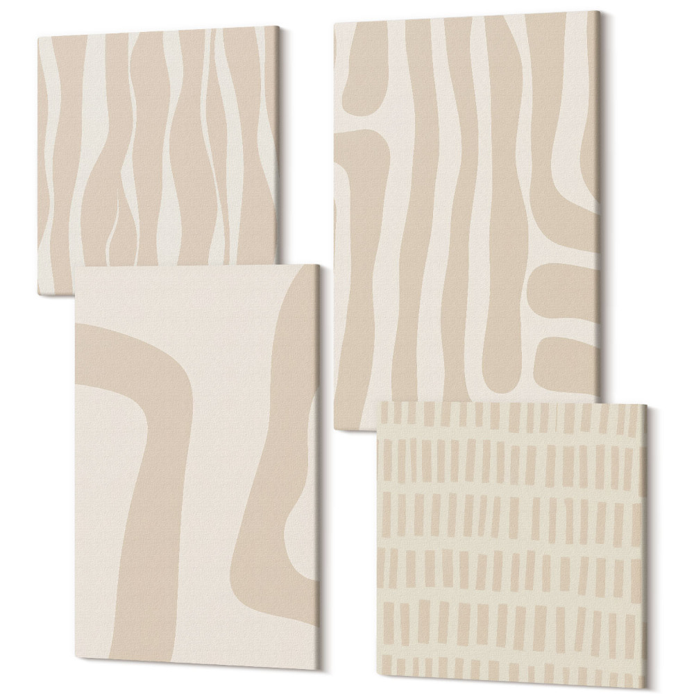 Négy részes vászonkép szett Absztrakt minták, minimalista formák, boho stílus