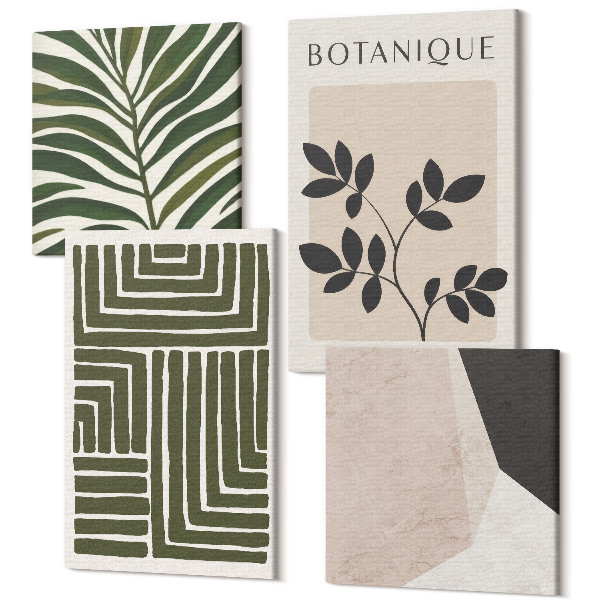 Négy részes vászonkép szett Botanikai kompozíciók a boho minimalizmus stílusában