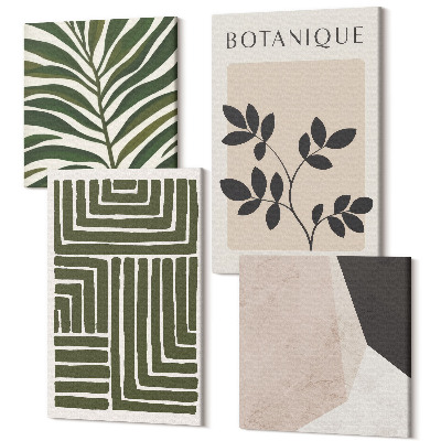 Négy részes vászonkép szett Botanikai kompozíciók a boho minimalizmus stílusában