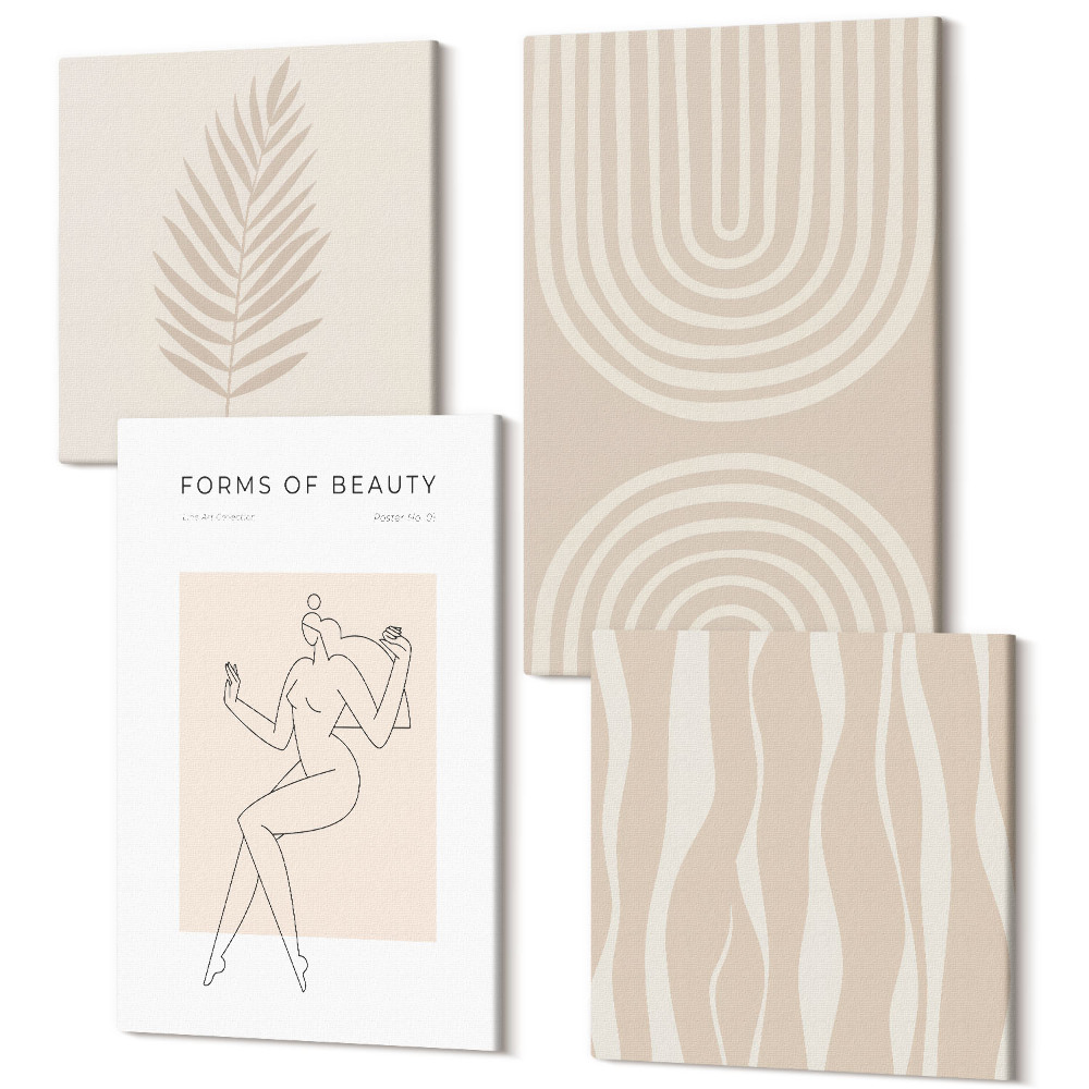 Négy részes vászonkép Absztrakt minták finom boho dekorációk