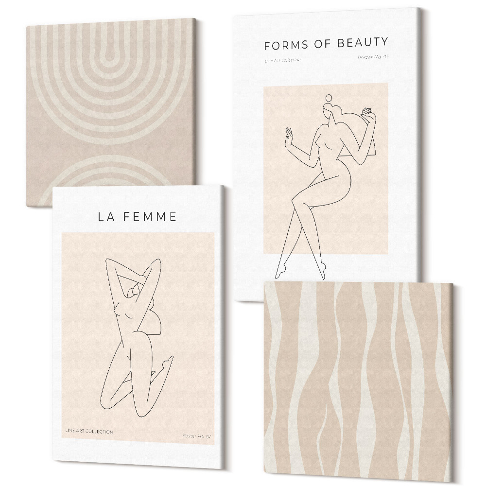 Négy részes vászonkép szett Minimalista formák és természetes formák gyűjteménye