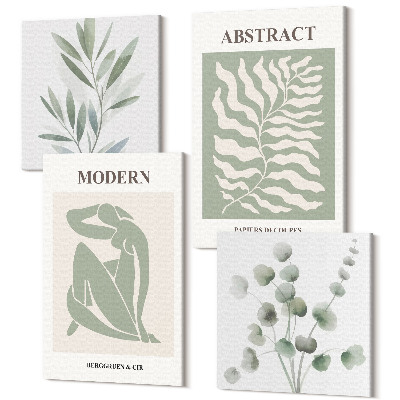 Négy részes vászonkép Matisse design akvarell boho növények