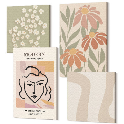 Négy részes vászonkép szett Nő modern stílusban, absztrakt mintákkal