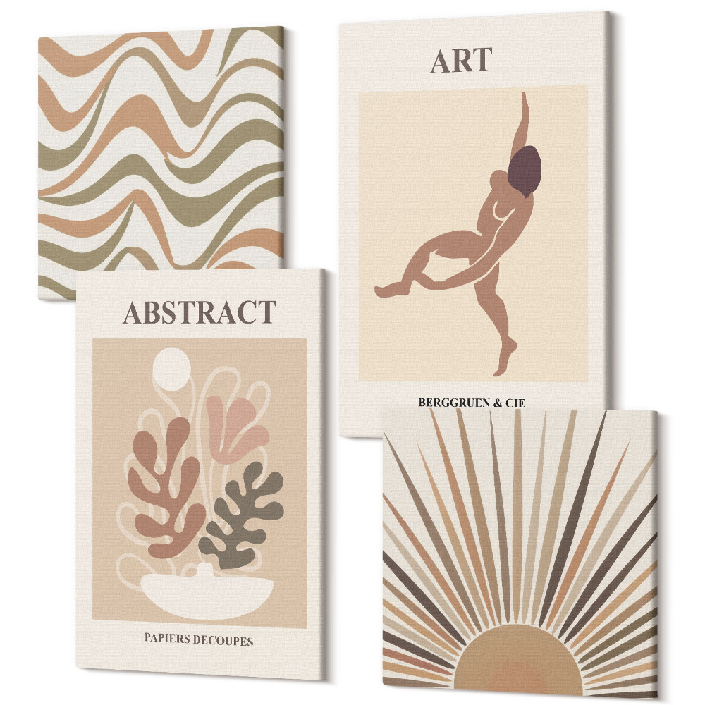 Négy részes vászonkép szett Matisse boho absztrakt formák és minták