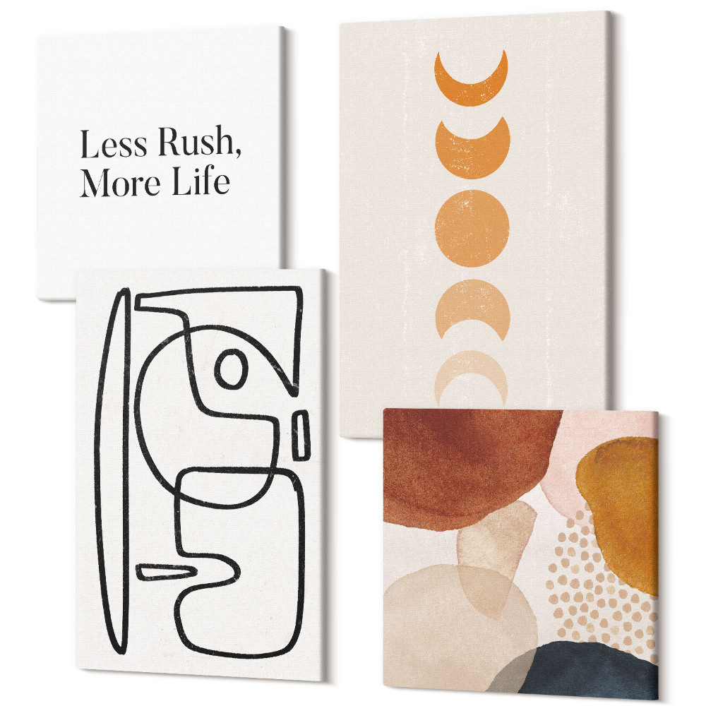 Négy részes vászonkép szett Absztrakt formák és színek divatos dekorációk