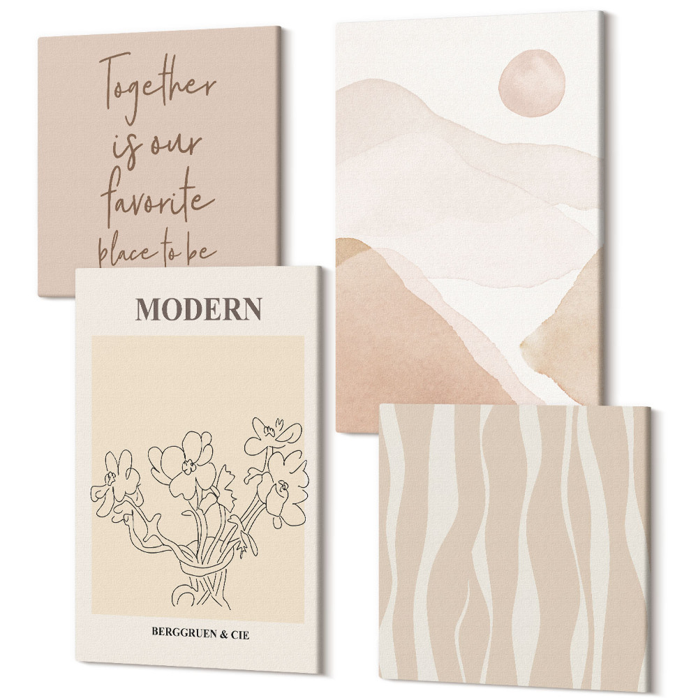 Négy részes vászonkép szett Absztrakt formák visszafogott színekben