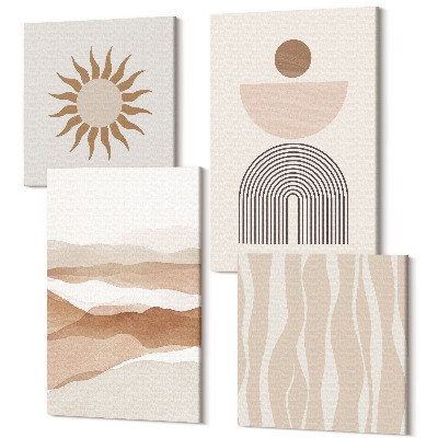 Négy részes vászonkép Absztrakt táj, természetes formák és geometria