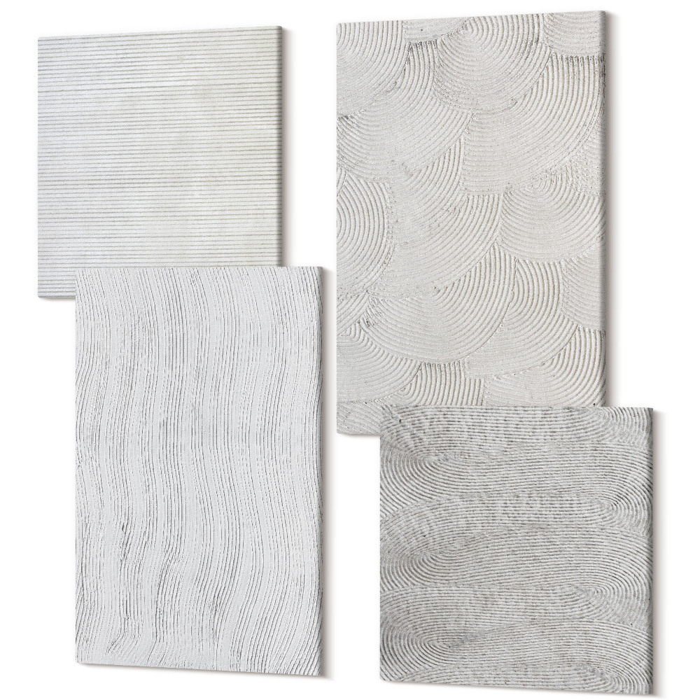 Négy részes vászonkép szett Minták a homokban, lineáris geometriai struktúrák