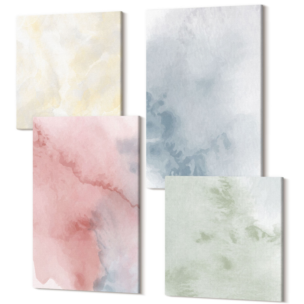 Négy részes vászonkép Pasztell struktúrák színes akvarelleket vászonra