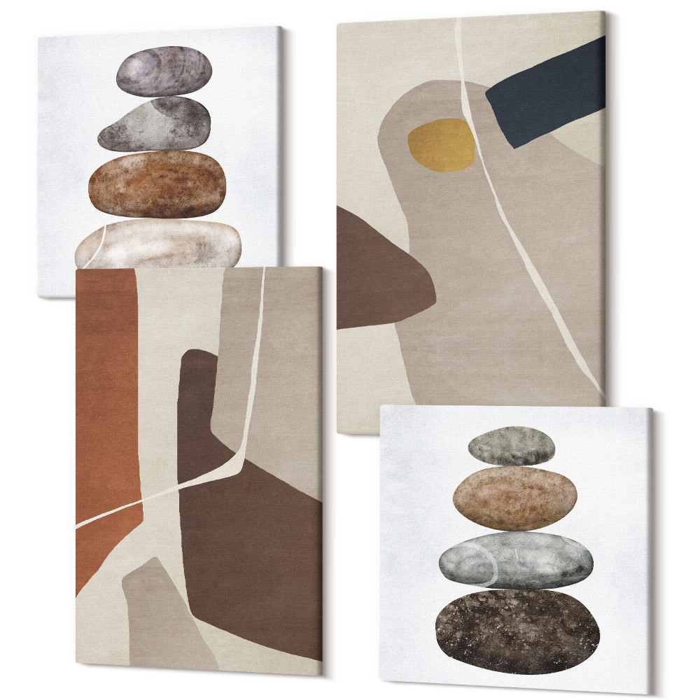 Négy részes vászonkép Absztrakt boho festmény formák modern stílusban